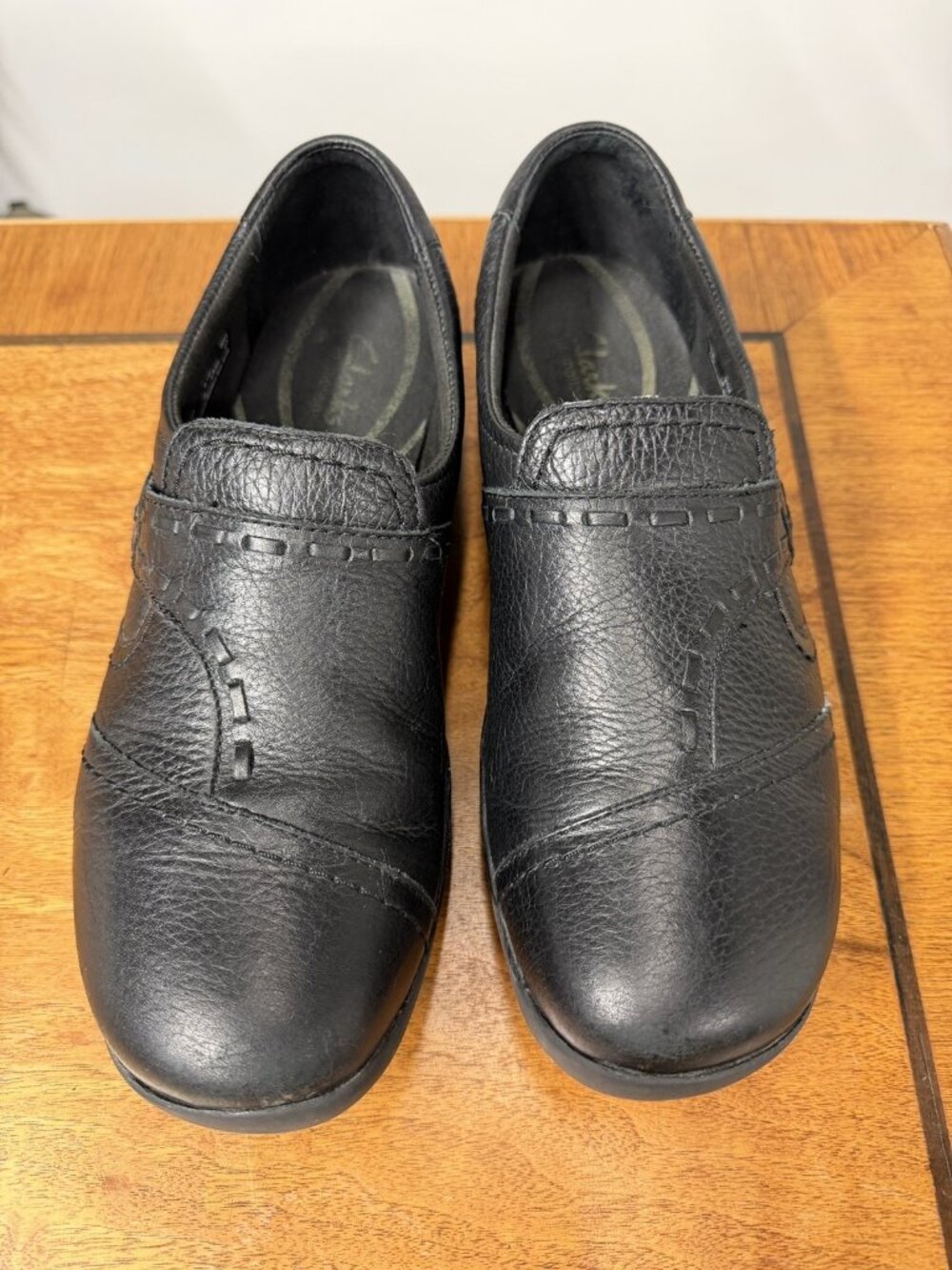 Clarks Loafers Women's 9.5 M Black Leather Casual 35732 Slip On Comfort Teacher‎